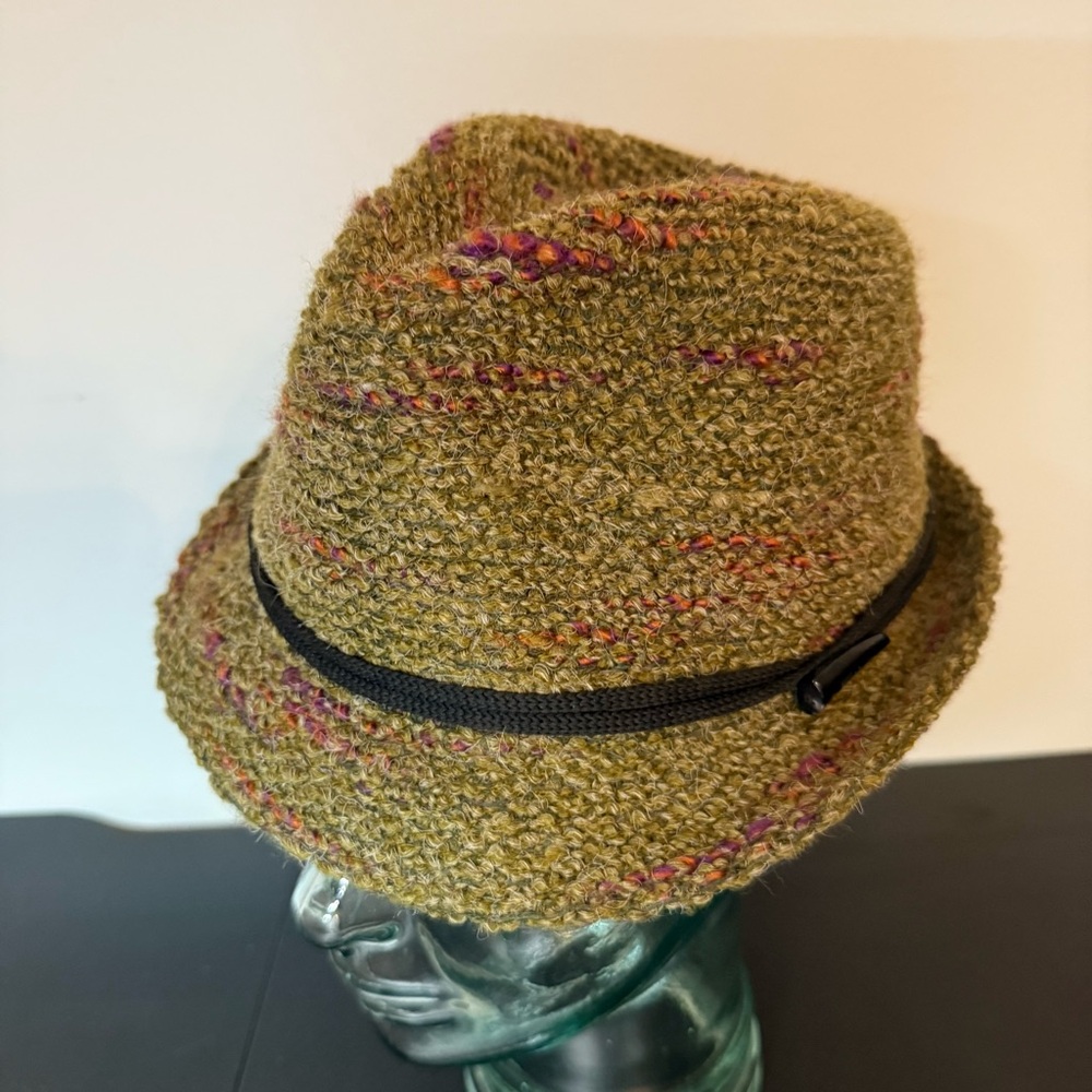 Y2K Mudd Green Boucle Fedora Women's - Picture 2 of 9